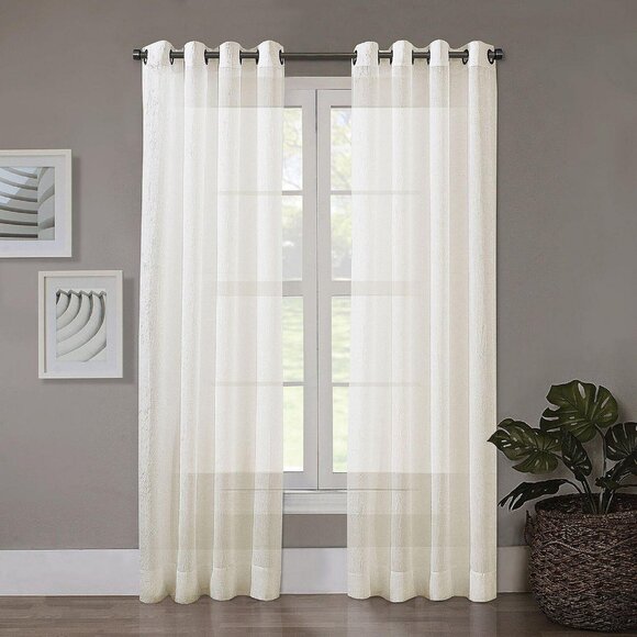 NWT Regal Home Voile` Sheer Grommet Top Single Curtain Panel Ivory 50" x 63" - Picture 1 of 6